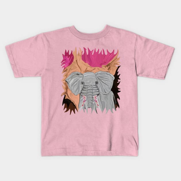 Tusk's Elephant Manicure Kids T-Shirt by distortionart